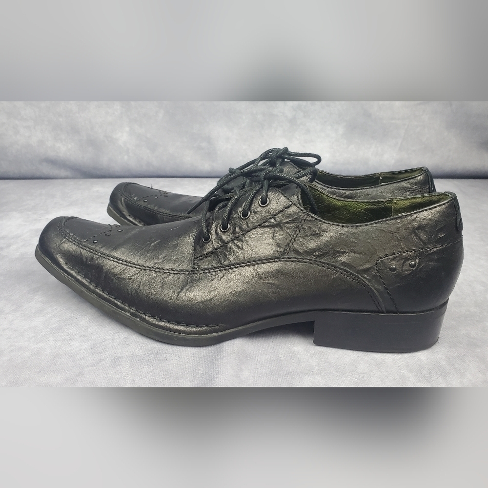 Soho Lab Casual Oxford Dress office Crocodile pattern shoes black leather size 9